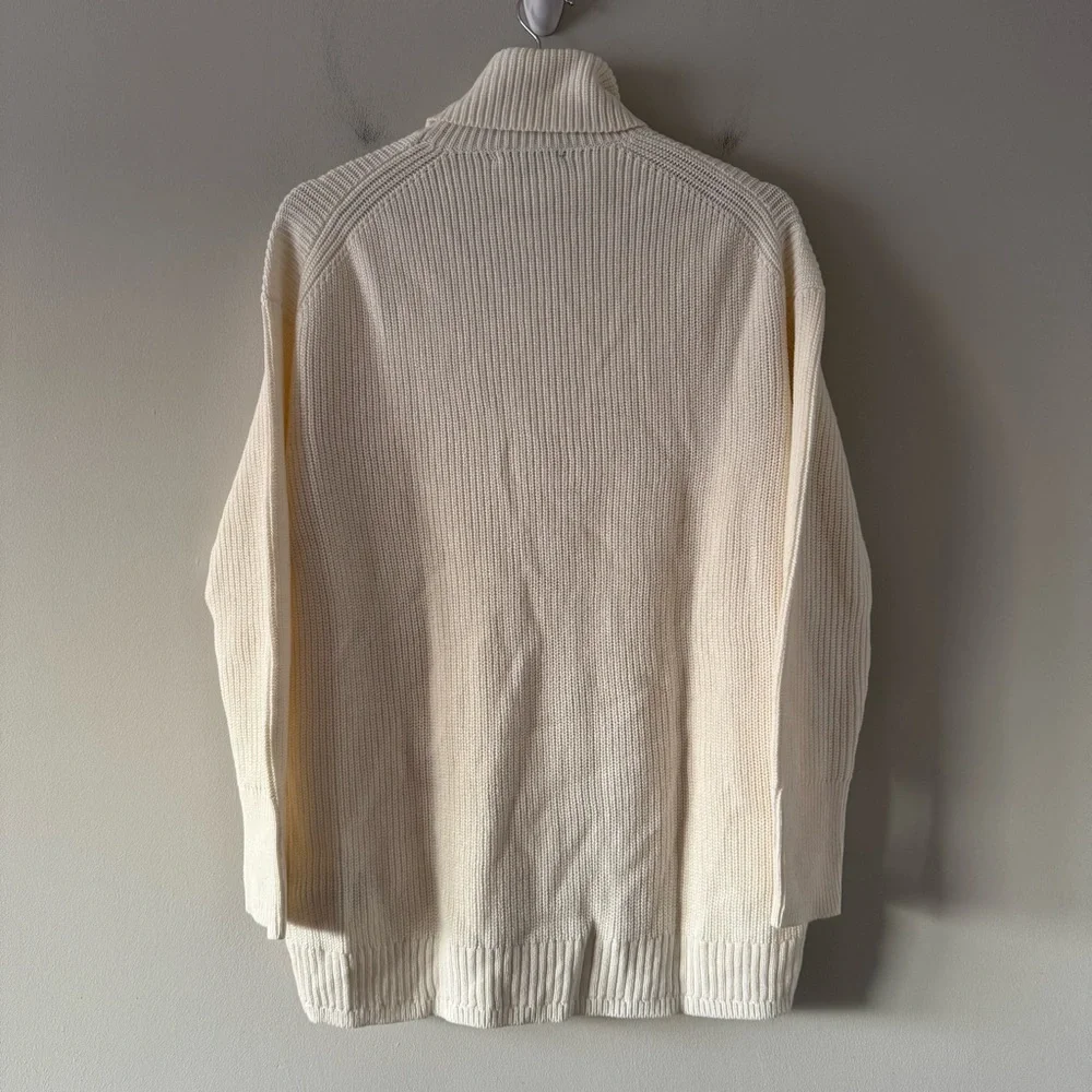 J Crew Ribbed Turtleneck Sweater‎ Womens XS Relaxed Ivory Knit Pullover BB427